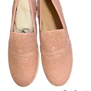 Kate Spade new never worn before slip on faux fur sneakers pink size 10.5